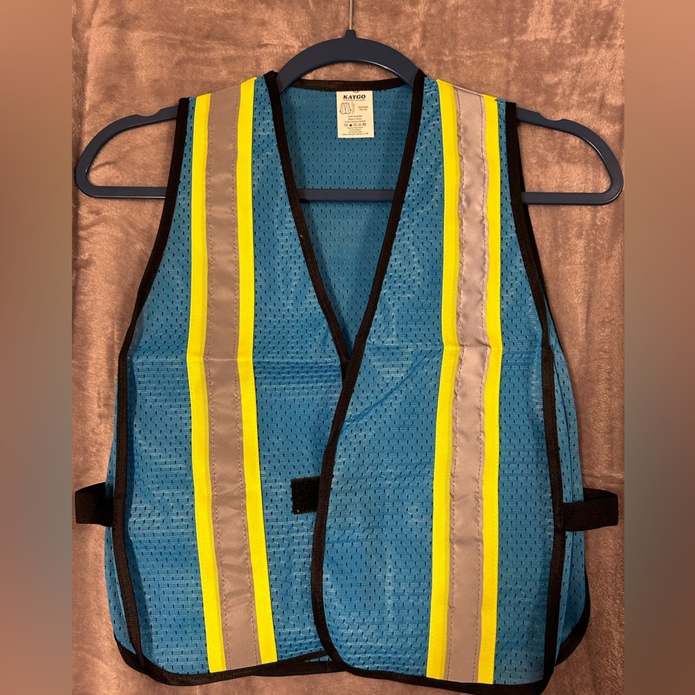 Kids Child Blue Reflective Vests Set of 5 Safety Football Soccer size XXS Velcro